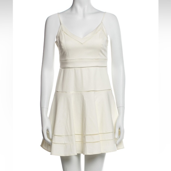 Parker White V-Neck Mini Dress - Picture 1 of 6